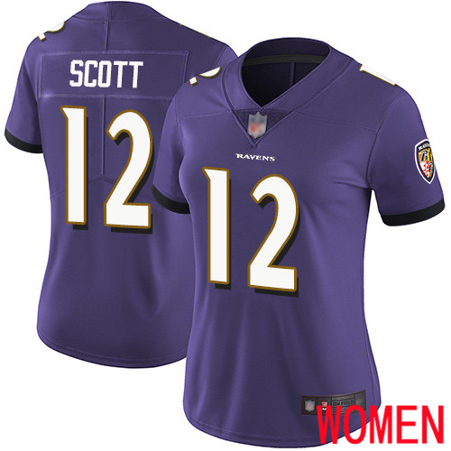 Baltimore Ravens Limited Purple Women Jaleel Scott Home Jersey NFL Football #12 Vapor Untouchable->women nfl jersey->Women Jersey